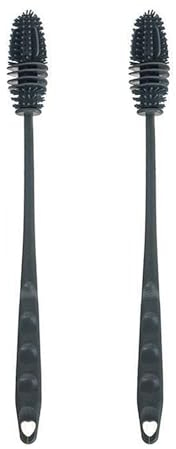 JTMKYO 2 cepillos para botellas de 27,5 cm, de silicona, con mango largo, para botellas de cocina, cepillo para gafas, cepillo para lavavajillas (gris)