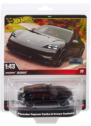 Hot Wheels Premium Porsche Taycan Turbo S, scala 1:43, replica da esposizione, pneumatici Real Riders, carrozzeria e telaio Metal, giocattolo da collezione, 14+ anni e fan e collezionisti adulti HWT10