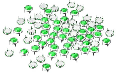 sourcing map 50 Stück Strass-Nieten-Nachfüllungen, 6 mm, schillernde 4 Krallen-Nagelkopf-Nieten, Verzierungen, dekorative Nieten für DIY-Lederhandwerk, Kleidung, Tasche, Gürtel (grün)
