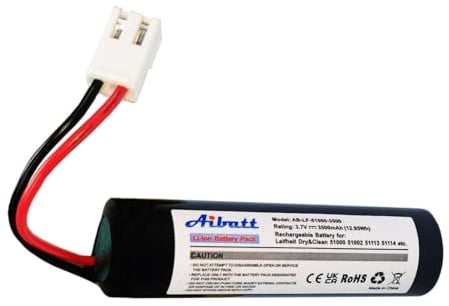 Aibatt 3500 mAh Li-ion Battery for Window Cleaner, Replacement Battery for Leifheit Dry&Clean 51000, 51002, 51113, 51114 and Other Window Vacuum Cleaners (3.7 V / 12.95 Wh)