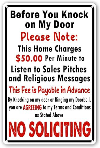 Divertente cartello con scritta No Soliciting per casa, casa, porta anteriore prima di bussare alla mia porta, 30,5 x 20,3 cm (270)