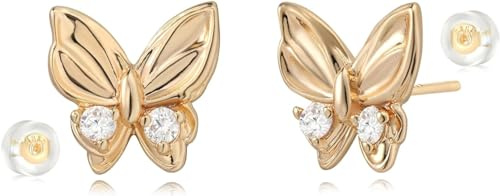 Jenosy Schmetterling Ohrringe Gold für Damen - Knorpel Huggie Ohrstecker für Mädchen - Hypoallergene Vergoldete Modeschmuck