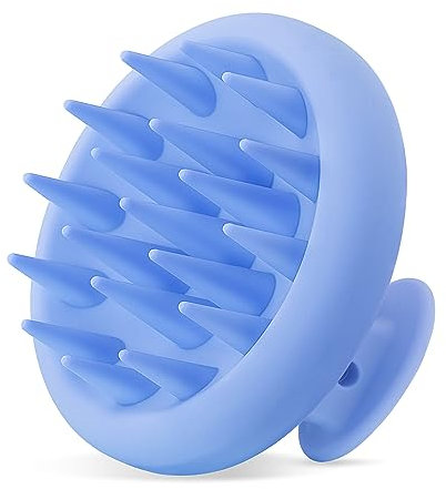 HEETA Kopfhaut Massagebürste Silikon, Haar Massagebürste mit Weichen Borsten, Integriertes Silikon-Design, Shampoo-Bürste für nasses und trockenes Haar, Blau