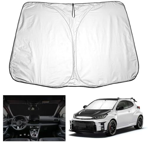 YEE PIN GR Yaris Parasol Coche Compatible con Toyota GR Yaris 2020-2023 2024, Parasol Plegable Coche Parabrisas Parabrisas Protección UV Polvo