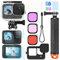 ShipeeKin Kit di accessori per Gopro Hero 12 11 10 9 nero, custodia impermeabile maniglia galleggiante pellicola di vetro filtro rosso silicone protettivo con copertura lente inserti antiappannamento