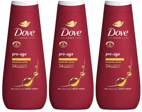 Dove Advanced Care Sulphate Free Body Wash for Women Made with Skin-Natural Nourishers and Micromoisture Provides 24 Hours Renewing Lotion-Soft Softer Skin, 400ml Pack of 3
