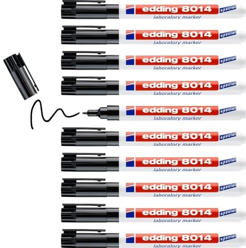 Edding 10 Stück Maker speziell für Labor 8014, feine Spitze, 1 mm, Schwarz