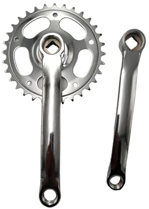 JISADER Guarnitura per Bicicletta, pedivella per Mountain Bike conica Quadrata, Corona in Ferro 32T a velocità Singola per Riparazione, Guida, Mountain Bike, Argento