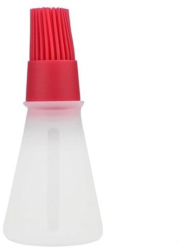 CHEFZOCO Bote dispensador aceite con cepillo silicona, Dispensador de Aceite con Pincel de Silicona, Botella Aceite con Brocha, Longitud 125 mm, Plástico con cepillo silicona, Capacidad 60 ml, Rojo