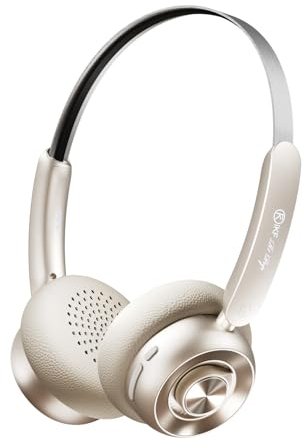 iKF R1 Pop Kabellose Retro-Kopfhörer, Bluetooth On-Ear-Kopfhörer mit ENC klaren Anrufen, 75 Stunden Spielzeit, Geräuschisolierung, EQ-Modi, Setero-Sound, Transparenzmodus für PC/Phones(Grauweiß)