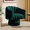 SEYNAR Mid Century 360 Grad drehbare Kuscheltonnen-Akzentsofasessel, runde Sessel mit breit gepolstertem, flauschigem Samtstoffstuhl für Wohnzimmer, Schlafzimmer, Büro, Wartezimmer (grün)