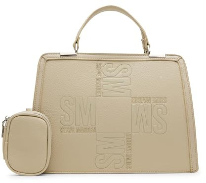 Steve Madden Damen Top Handle Satchel BMATTEO Umhängetasche mit Tragegriff Oben, Hafermilch