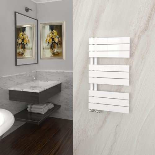 GY Bath Badheizkörper 845x450mm, Weiß Handtuchhalter Heizkörper Flach, Handtuchheizkörper Seitenanschluss Handtuchwärmer Handtuchtrockner 389W