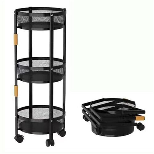 Golf Bag Storage Rack 3 Tier Shelf Racks, Multi-Layer Folding Storage Square s with Wheels, 360° Rotating Storage Shelf for Kitchen Living Room, Balcony, Bathroom