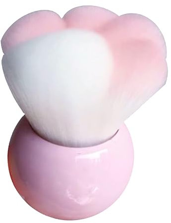 HONMEET Pinceau à Poudre pour Maquillage Quotidien Réutilisable et Portable Forme Patte de Chat Rose en Fibre Artificielle des Femmes et Dames