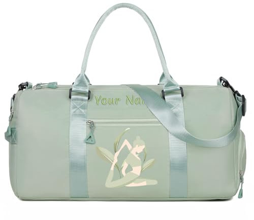 Personalisierte Tanzgepäcktasche mit Namen, Text und Foto, individuelle Ballett-Fitness-Reisetasche, individuelle nasse und trockene Wochenendtasche für die Nacht