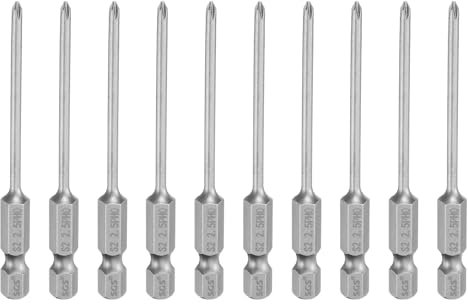 sourcing map 10pcs #0 Phillips Screwdriver Bit PH0 1/4 Hex Shank 3 (75mm) Long Magnetic S2 Steel Industrial Grade Screw Driver Bit Cross Head Electric Drill Bits 0.098 (2.5mm) Rod