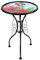 NEWCIX Patio Tisch Und Pflanzenständer 14“ Schmetterling Glas Beistelltisch Metall Runder Tisch Beistelltisch Für Patio, Veranda, Balkon, Garten, Beet