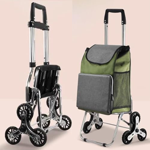 ICEMOB Carrello con Ruote Portatutto Spesa,2 in 1 Carrello Pieghevole per Saliscale,Regolazione Altezza su Tre Livelli,Carrellino per Anziani Portatile,Grande capacità 40L