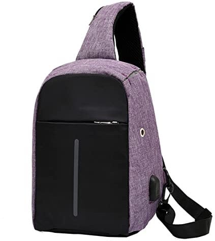 MäDchen SchulrucksäCkeSportrucksack Mit Schuhfach Wasserdichte Umhängetasche Junge Reißverschlusstasche Leichter Brust-Schulter-Rucksack KorbtascheHandytasche Mit GeldböRse Zum (Purple, One Size)