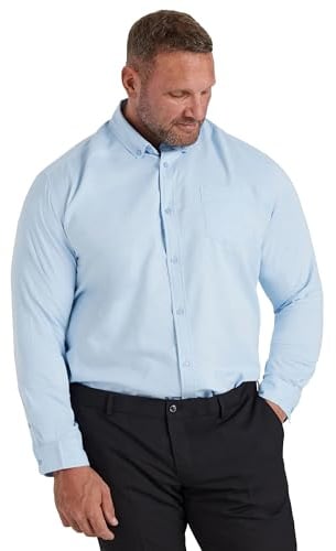BadRhino Big & Tall Light Blue Long Sleeve Oxford Shirt - Men's - Plus Size Curve