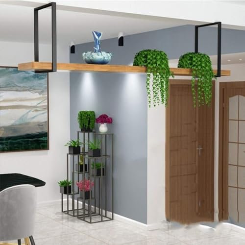 Ceiling Wine Rack - Hanging Plant Stand, Ceiling Hanging Floating Shelves, Retro Hanging Storage Rack, Iron Wine Glass Rack Display Stand, Living Room Wall Mounted Decorative Rack ( Size : 140*30*50CM