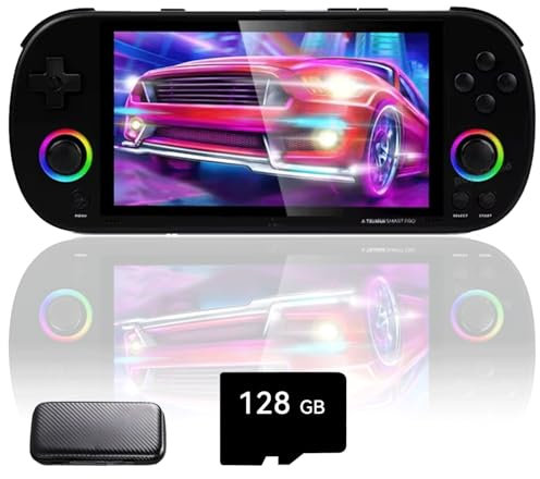 NULA TRIMUI SMART PRO Retro Handheld Game Console Built-in 128G SD Card Pre-Installed 12700+ Games, 5-inch Linux System A133P Processor Support WiFi - With Carrying Case