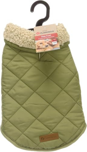 Flamingo Bonnie Hundemantel Grün – Größe A: 30 cm, B: 31-32 cm, C: 46-49 cm, Warm und Bequem, Ideal für Chihuahua, Malteser, Yorkshire Terrier und Zwergpudel