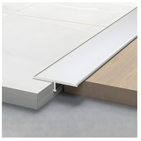 T-Form-Boden Spaltabdeckung Verbindungsleiste, Aluminium-Boden Übergang Streifen, Wandpaneel-Zierleiste Schneidbar, Boden-Flachtrennleiste(Silver,4cm*270cm(90cm*3))
