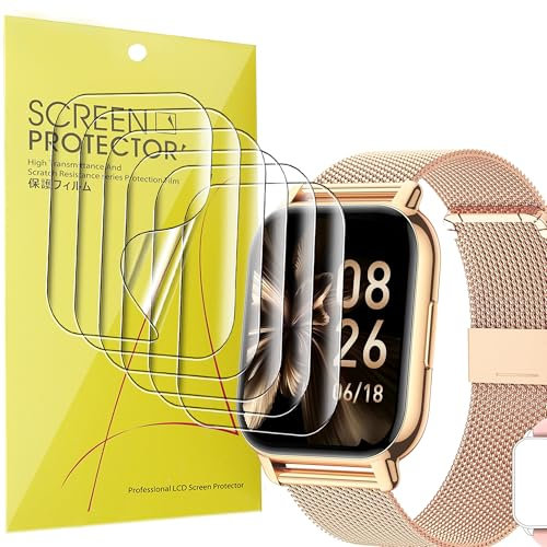 Lamshaw 6 Piezas Protector de Pantalla para Popglory Smartwatch P66-1,85,Resistente a los Arañazos, Sin Burbujas, HD Transparente, Protector de pantalla TPU Flexible de Cobertura Total (TPU-6 Piezas)