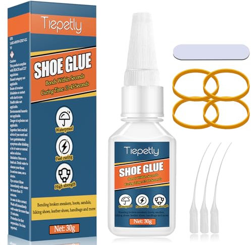Shoe Glue Sole Repair Instant with Anti Clog Cap, Waterproof Superglue for Shoes Soles Sneakers Boots Sandals Leathers Rubber Handbag (shoe glue, 30g)