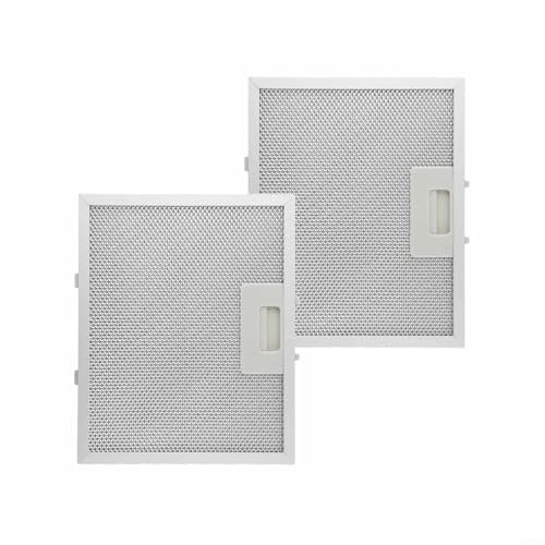 Emiif Filtro de campana extractora de 210 x 250 x 9 mm, ventilación de malla para campanas extractoras, filtración de grasa de 5 capas, filtro de aluminio plateado, fácil instalación (paquete de 2)