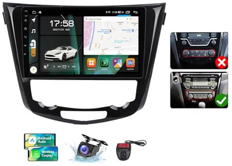 Android 13 9 Zoll QLED Touchscreen Autoradio Stereo für Nissan X-Trail/Qashqai J11 2013-2022 mit Wireless Carplay Android Auto/Car Local Weather/SWC/DSP/FM RDS DAB+ Radio/Bluetooth(A,NF-7)