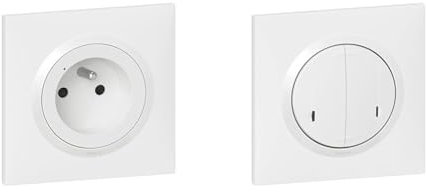 LEGRAND - Prise de courant connectée dooxie with Netatmo complet blanc avec Commande double sans fils ON/OFF dooxie with Netatmo complet blanc