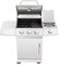 BBQ Kingdom 3+1 Burner Gas BBQ Grill with Side Burner, Stainless Steel Garden Barbecue, Cast Iron Grill and Cooking Plate, Wheeled Base, Cover, Cabinet, Side Shelves, Removable Grease Tray