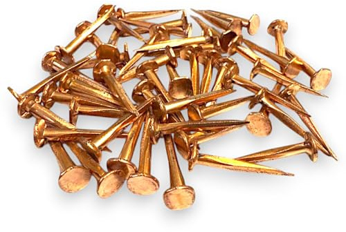 Chiodi in rame massiccio – 25 mm – Chiodi a testa piatta per tappezzeria per restauro, costruzione di barche e artigianato – antiruggine, non magnetici – Confezione da 50 g