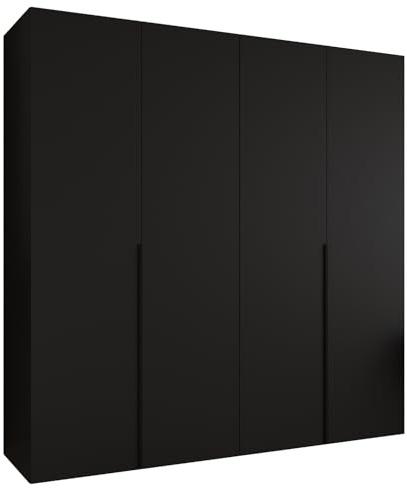 MEBLE KRYSPOL - Kleiderschrank - Drehtürenschrank - Schrank 200 x 202 x 52 cm - Moderner Garderobenschrank Schlafzimmer, Flur, Jugendzimmer - Schwarz, Griff Schwarz - Alicante 1