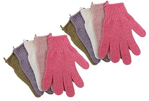 NIYANGLE 5paare Duschhandschuhe Fünf-finger Für Bad Körperpeeling Mit Aufhängeband Leicht Zu Reinigen Und Waschen Für Seife Duschgel Und Meersalz