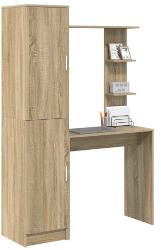 vidaXL Sonoma Oak Chipboard Desk with Storage Space