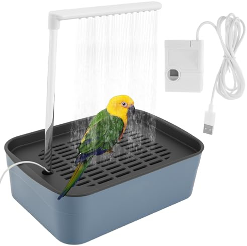 Zhjiutak Bird Bath Tub, Parrot Automatic Bathtub With Multiple Faucets Pet Bird Shower Bathing Tub For Small, Medium Parakeet Cleaning Supplies, 31.5x21.5x10cm