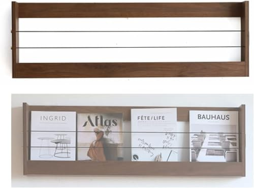 JvFbjLF Porte-revues Mural en Bois, présentoir à journaux Autonome, Porte-brochures Peu encombrant for la Maison(Brown)