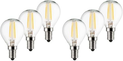 Müller-Licht 3er-Set Retro-LED Tropfenform Ersetzt 40 W, Glas, E14, 4 W, Silber, 4.5 x 4.5 x 8 cm, 3 Einheiten, Klar (Packung mit 2)