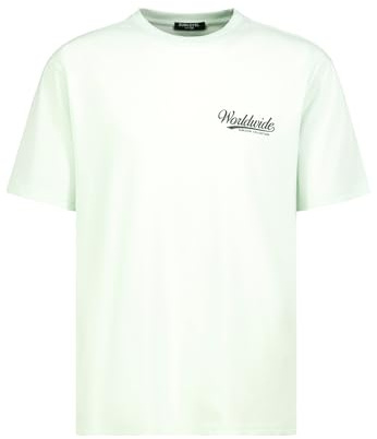 Sublevel Herren T-Shirt Kurzarm mit Worldwide-Print, Rundhals-Ausschnitt, Regular Fit, Baumwoll-Mix Light-Green XXL