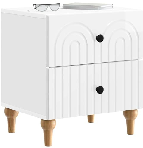 vidaXL Nachttisch Hochglanz Weiß 43 x 34,5 x 48 cm Holzwerkstoff, Geräumiger Nachttisch, stylischer Organizer für Wohnräume, minimalistisches Design, kompakter Schrank