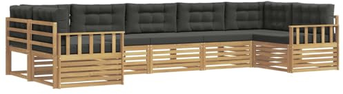 vidaXL Outdoor-Sofagarnitur mit Kissen 7 pcs Weiß und Anthrazit, Gartensofa, Moderne Außenmöbel, Bequeme Sitze, Lounge am Pool, funktionale Design für die Terrasse