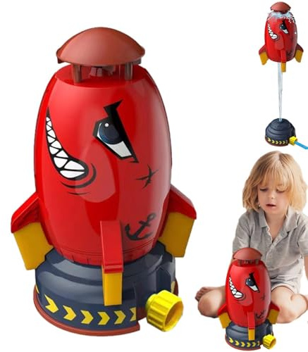 Sprinkler Toy For Kids, 360 Degree Rotation Cartoon Outdoor Water Sprinkler, Kids Sprinklers Rocket Launcher, Attaches To Garden Hose For Splashing Fun Summer Holiday Birthday Gift