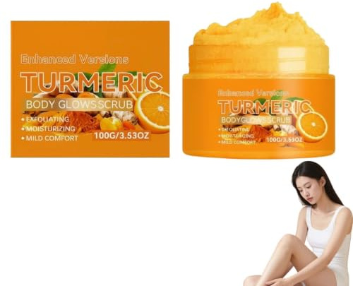Turmeric Vitamin C Body Scrubs, Dullness & Uneven Tone, Body Exfoliator Scrub Dead Skin Remover Smooth Exfoliating Gel, Botanical Turmeric Skin Smoothing Exfoliating Scrubs, with Fine Scrub. (1PCS)