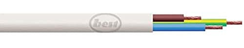 Merriway BH05696 3-Core Round Flex Cable, 2183Y 2.5mm White, 5 Metres (16.5 feet)