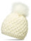 Caspar MU177 Damen Winter Mütze Strickmütze Bommelmütze mit großem Fellbommel, Farbe:weiss, Größe:One Size