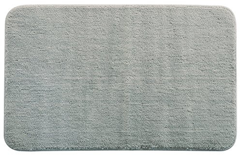 Spirella Badteppich Badematte Duschvorleger Hochflor | flauschig | rutschhemmend | geeignet für Fußbodenheizung | 50x80 cm | Grau, Polyester, Grey, 50x40x1.2 cm